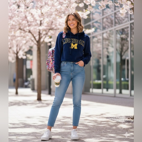 Michigan Women's Navy Blue Fleece Hoodie - Picture 2 of 13